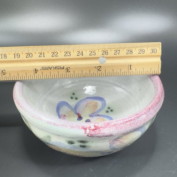 Vintage Hand Made RedWare Pottery Round Dish Bowl Hand Decorated Bowl Dish VTG - Picture 4 of 12